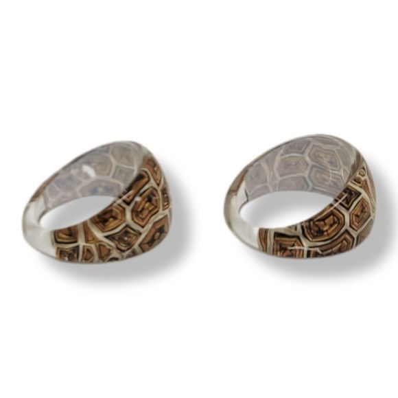 Tortoise Print Acrylic Ring Set Size 8.5 - Picture 4 of 5